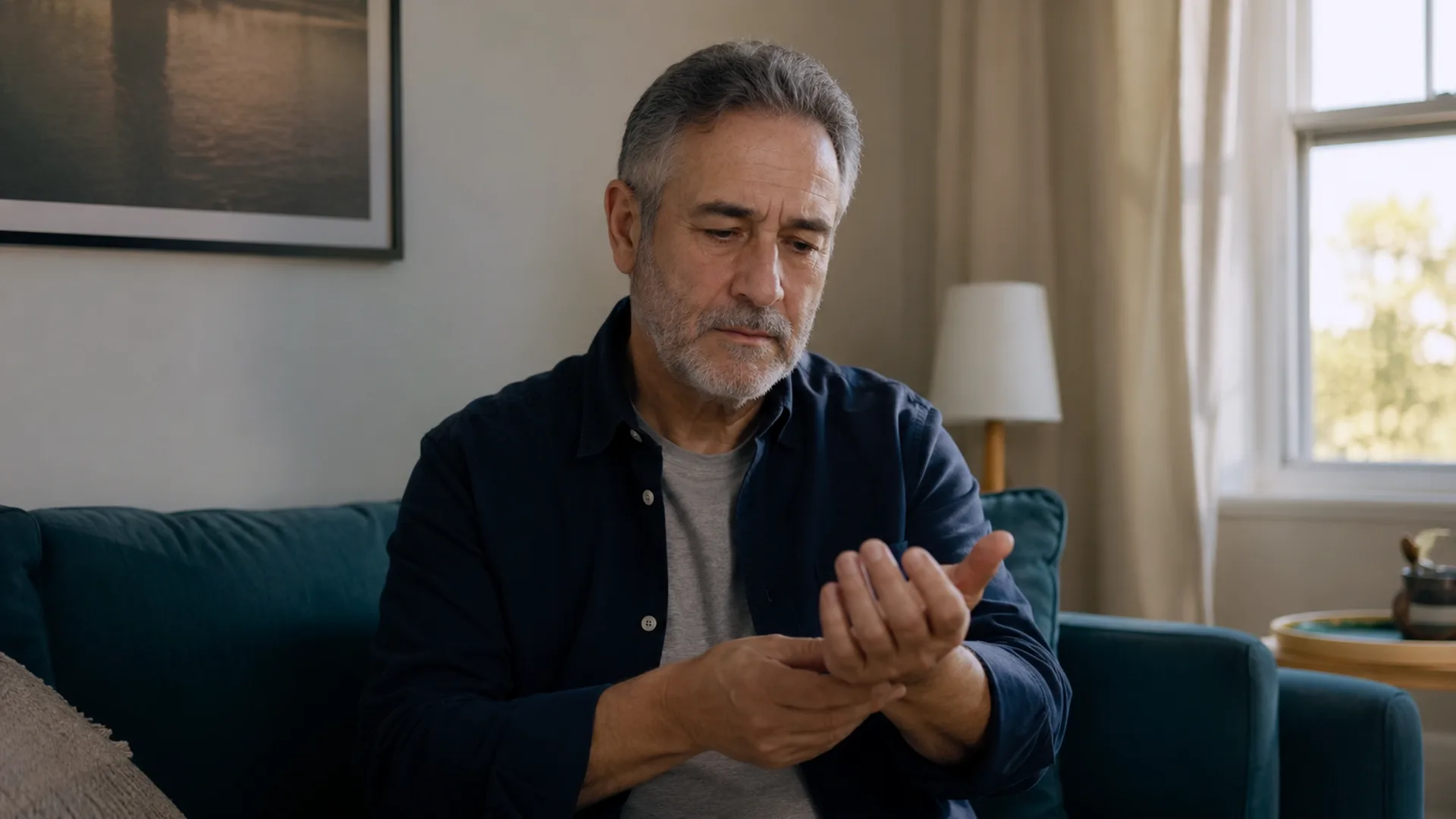 Older adult checking resting pulse at the wrist