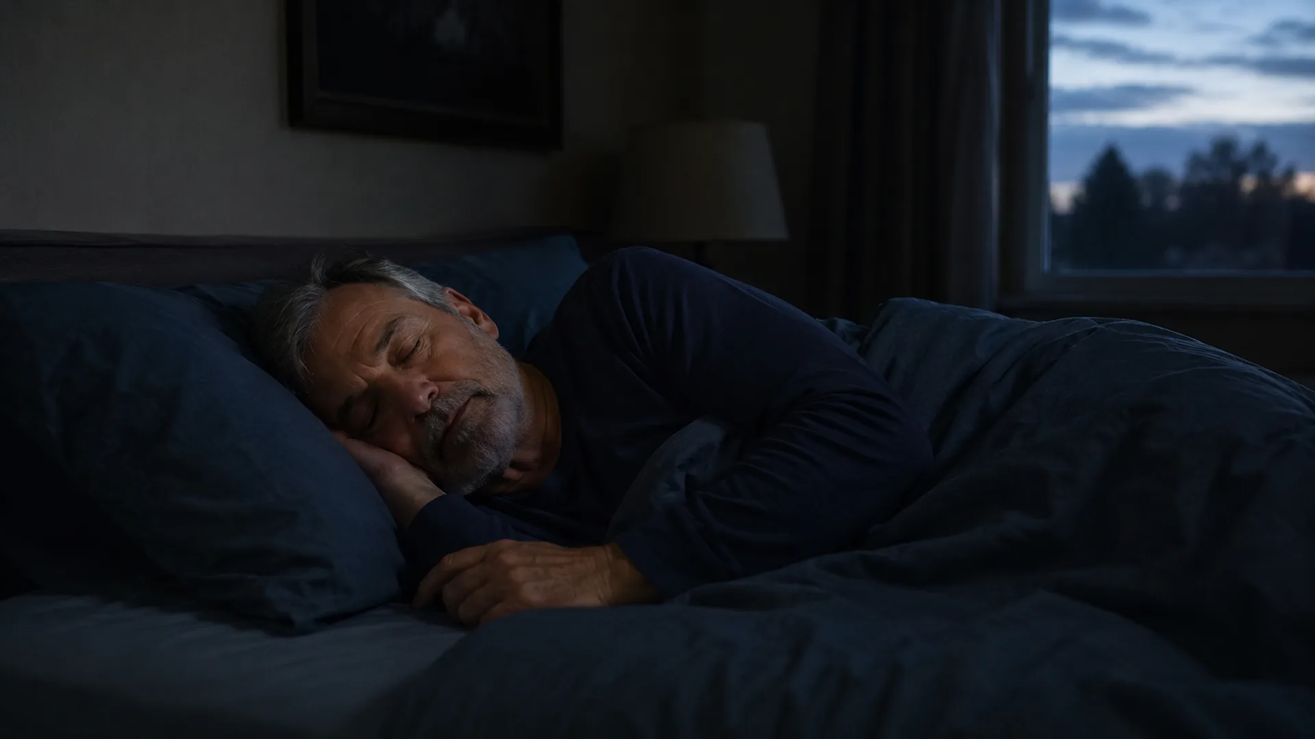 Man in his early 60s sleeping peacefully